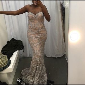 Jovani nude/ champagne silver dress